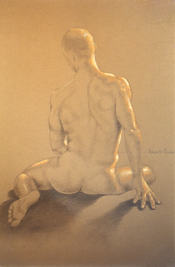 Apollon, Graphite et pastel sur papier canson, 60 sur 48 cm