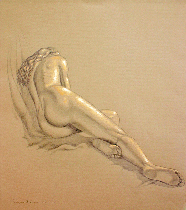 La déesse endormie, Graphite et pastel sur papier canson, 60 sur 48 cm