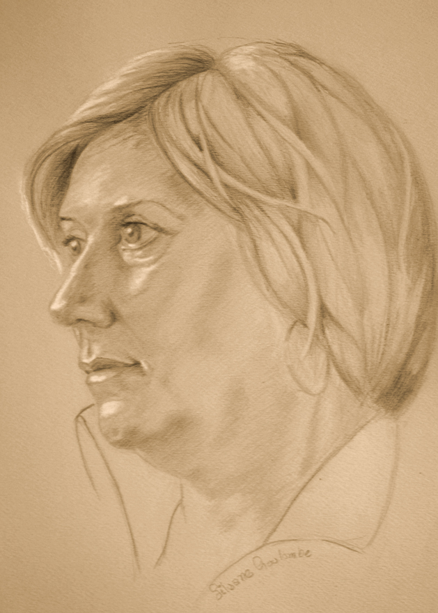 Étude de portrait d’après modèle  IV, Graphite et pastel sur papier canson, 38 sur 30 cm
